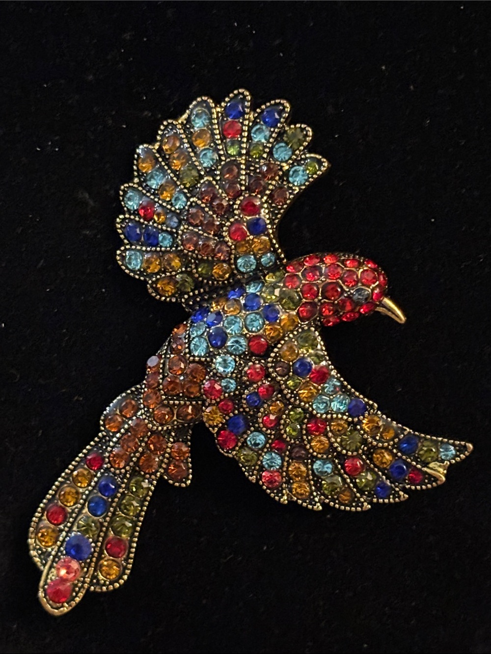 Multicolor Crystal Bird Brooch